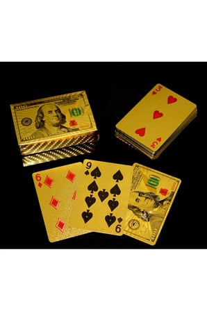 Dolar Tasarımlı Altın İskambil Oyun Kartı - 9x6x2cm