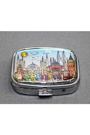 İstanbul Temalı İlaç Kutusu Anahtarlık - 5,5x4,5cm