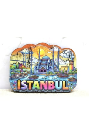 Ahşap İstanbul Temalı Magnet - 10x7cm