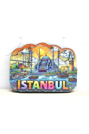 Ahşap İstanbul Temalı Magnet - 10x7cm