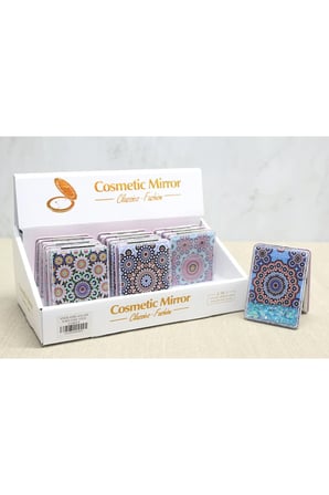 Mandala Desenli Hareketli Sulu El Aynası - 8,5x6cm