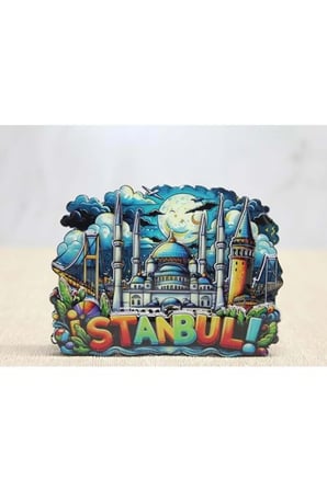 Ahşap İstanbul Temalı Magnet - 9,5x9cm