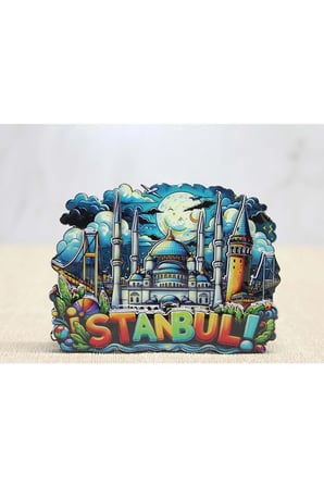 Ahşap İstanbul Temalı Magnet - 9,5x9cm