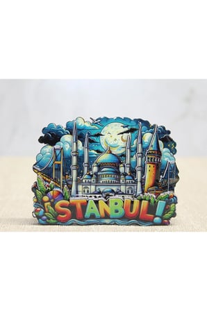 Ahşap İstanbul Temalı Magnet - 9,5x9cm