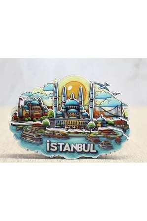 Ahşap İstanbul Temalı Magnet - 10,5x9cm