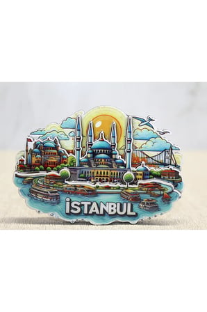 Ahşap İstanbul Temalı Magnet - 10,5x9cm