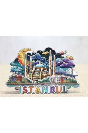 Ahşap İstanbul Temalı Magnet - 11x9cm