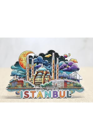 Ahşap İstanbul Temalı Magnet - 11x9cm