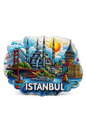 İstanbul Temalı Silikon Buzdolapı Süsü Magnet - 8x7cm