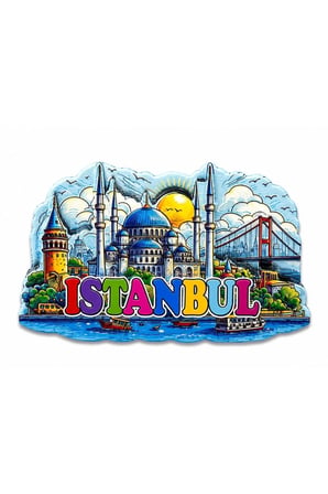 İstanbul Temalı Silikon Buzdolapı Süsü Magnet - 8x7cm