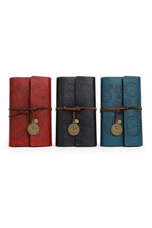 Vintage Deri Kapaklı Not Defteri - 18x12cm