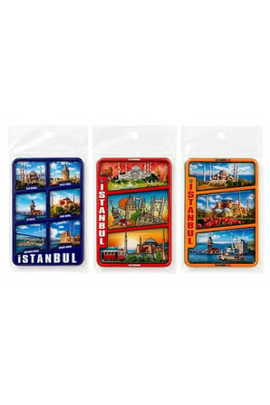 İstanbul Temalı Ahşap Buzdolapı Süsü Magnet - 10x7cm