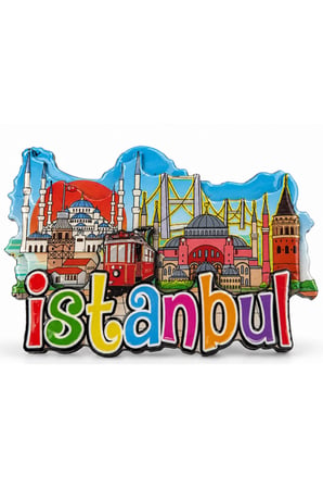 İstanbul Temalı Ahşap Buzdolapı Süsü Magnet - 9x6,5cm