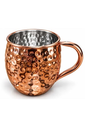 Bakır Kaplama Dövme Desenli Kupa Bardak Moscow Mule