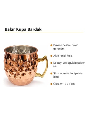 Bakır Kupa Bardak 10 x 8 cm