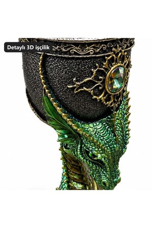 Ejderha Tasarımlı 3D Kabartmalı Paslanmaz Çelik Kadeh Kupa