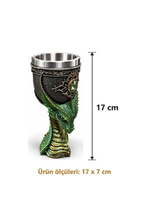 Ejderha Tasarımlı 3D Kabartmalı Paslanmaz Çelik Kadeh Kupa