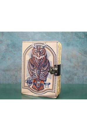 Baykuşlu Deri Defter - 18x13cm
