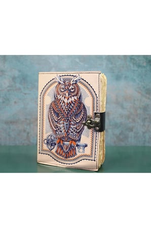 Baykuşlu Deri Defter - 18x13cm