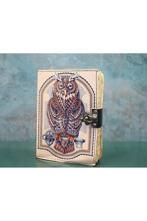 Baykuşlu Deri Defter - 18x13cm