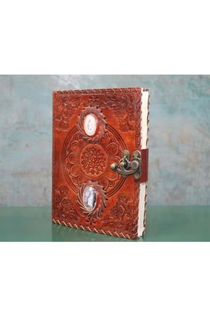 Taşlı Deri Defter - 18x13cm