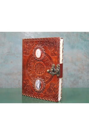 Taşlı Deri Defter - 18x13cm