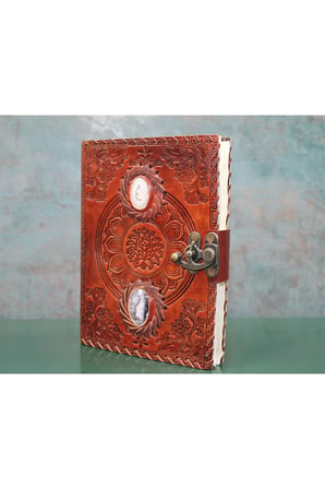 Taşlı Deri Defter - 18x13cm
