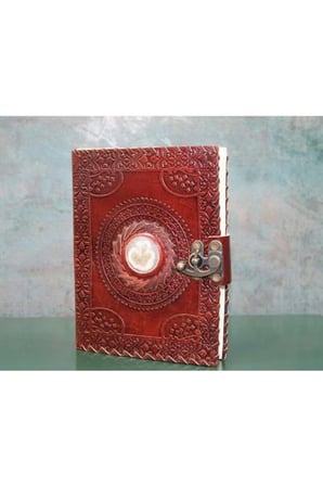 Taşlı Deri Defter - 20x15cm