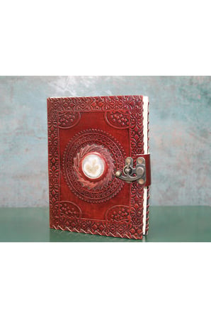 Taşlı Deri Defter - 20x15cm