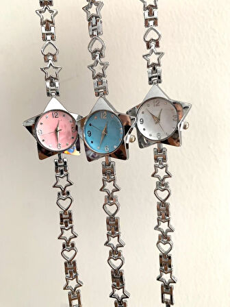 Yıldız Kadranlı Kalp Kordonlu Model Kadın Kol Saati