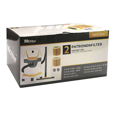 Magic Bags| Karcher Uyumlu 2 Adet SE4001,SE4002,WD1,WD2,WS3,MV2,MV3 Süpürge Silindirik Hepa Filtresi