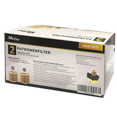 Magic Bags| Karcher Uyumlu 2 Adet SE4001,SE4002,WD1,WD2,WS3,MV2,MV3 Süpürge Silindirik Hepa Filtresi