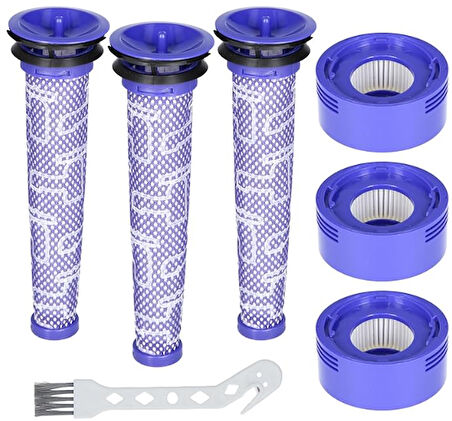 Dyson V8 V7 Motor Filtresi Ve Ön Filtre İçin Uygun, 3 x Adet Hepa Filtre