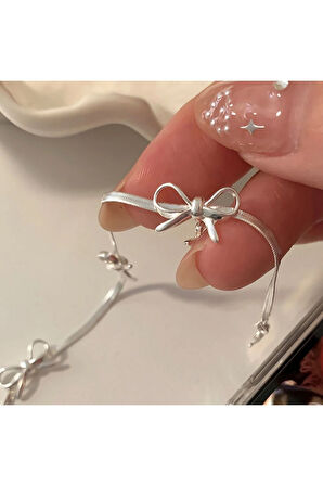 Gümüş Kaplama Kurdele Fiyonk Detaylı Italyan Zincir Bileklik