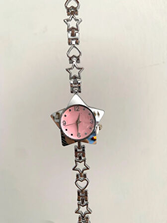 Yıldız Kadranlı Kalp Kordonlu Model Kadın Kol Saati