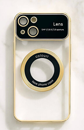 İphone 15 Kılıf Kamera Korumalı Magsafe Colourl Gold