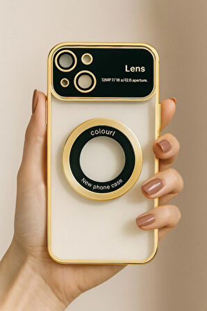 İphone 15 Kılıf Kamera Korumalı Magsafe Colourl Gold