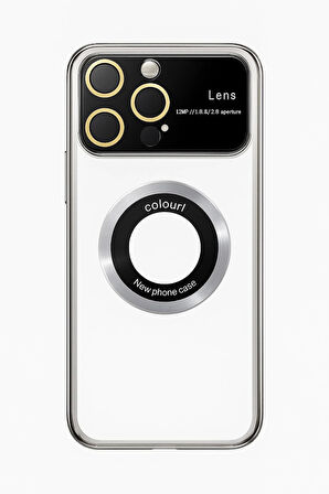 İphone 15 Pro Max Kılıf Kamera Korumalı Magsafe Colourl Gümüş