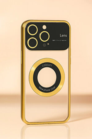 İphone 15 Pro Kılıf Kamera Korumalı Magsafe Colourl Gold