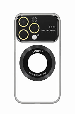 İphone 14 Pro Kılıf Kamera Korumalı Magsafe Colourl Gümüş