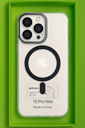 İphone 15 Pro Max Kılıf Kamera Korumalı Magsafe Şeffaf Buz Mavisi