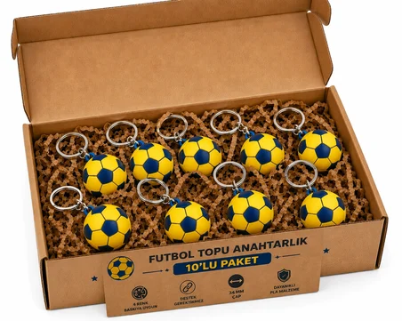 Anahtarlık Futbol Topu 3 Cm Sarı Lacivert 10 Lu Paket Qtop Q-1009