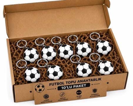 Anahtarlık Futbol Topu 3 Cm Siyah Beyaz 10 Lu Paket Qtop Q-1023