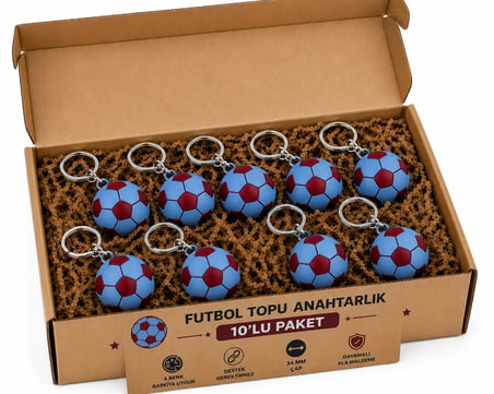Anahtarlık Futbol Topu 3 Cm Bordo Mavi 10 Lu Paket Qtop Q-1047