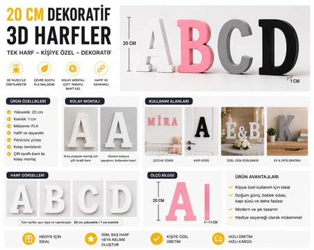Dekoratif  -B- Harfi 20 Cm Q-1139