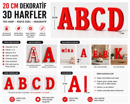 Dekoratif -D- Harfi 20 Cm Q-1153