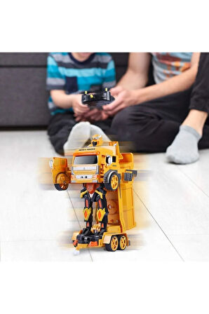 Çocuk R/c Uzaktan Kumandalı Sensörlü Şarjlı Robota Dönüşen Inşaat Kamyonu