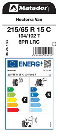 MATADOR 215/65R15C 104/102T HECVAN YAZ LASTİGİ ÜRETİM YILI:2025