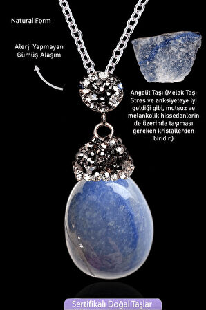 Sertifikalı Zirkon Taşlı Model Ham Angelit Taşı Kolye (Melek Taşı)