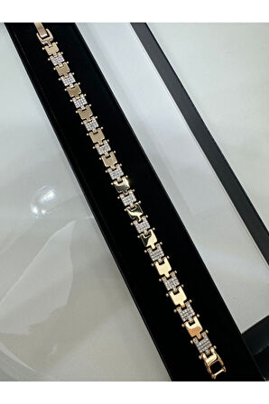 Çelik Rose Gold Zirkon Taşlı Su Yolu Bileklik